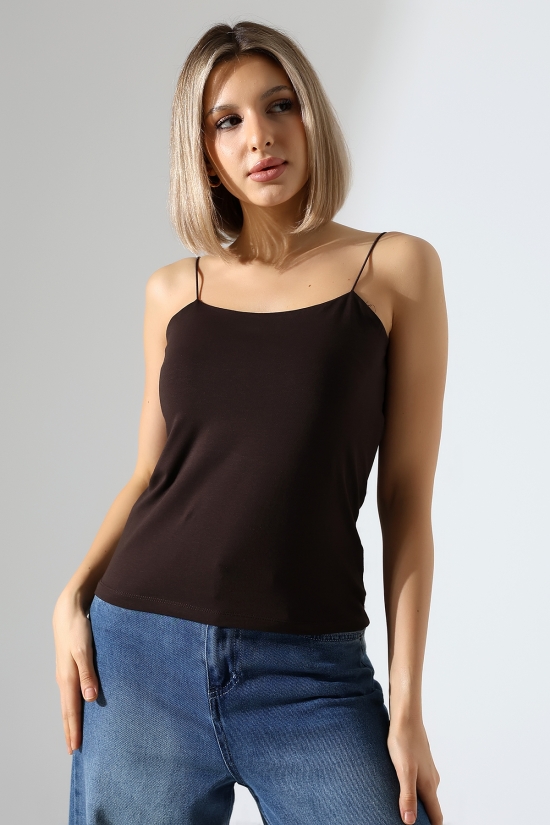 21563  KADIN LYC COMP. LASTİK İP ASKILI KISA CROP TULUM ATLET 