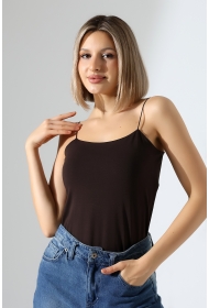 21563  KADIN LYC COMP. LASTİK İP ASKILI KISA CROP TULUM ATLET 