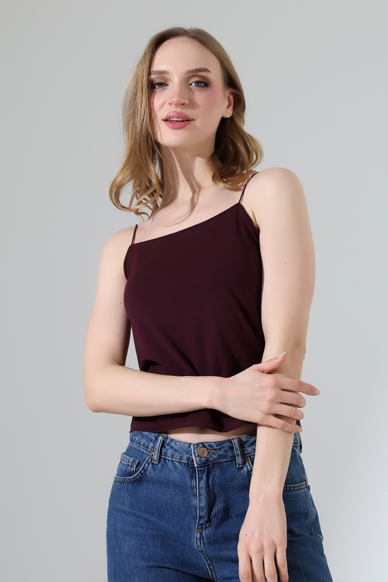 21563  KADIN LYC COMP. LASTİK İP ASKILI KISA CROP TULUM ATLET 