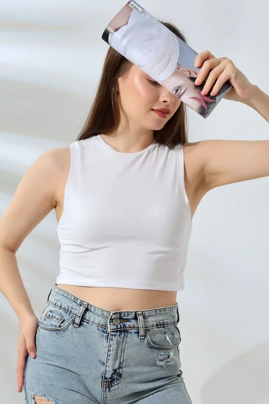 21755 KADIN LYC COMP. KOLSUZ GENİŞ CROP ATLET 21755 KADIN LYC COMP. KOLSUZ GENİŞ CROP ATLET