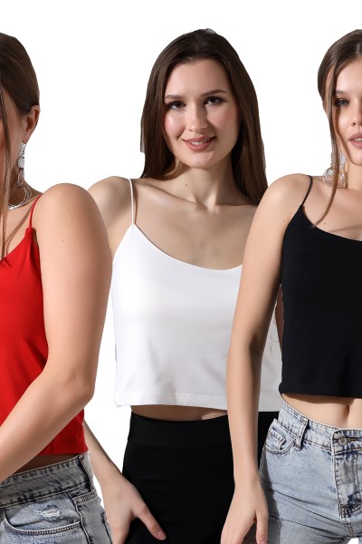 0-39282 - 3LÜ PAKET KADIN LASTİK İP ASKILIKISA TULUM ATLET  0-39282 - 3LÜ PAKET KADIN LASTİK İP ASKILIKISA TULUM ATLET