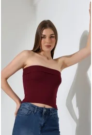 21922 KADIN MADONNA YAKA FULL LYC VSK RİBANA STRAPLEZ ATLET 