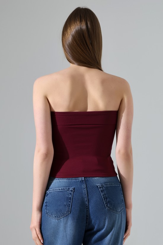 21922 KADIN MADONNA YAKA FULL LYC VSK RİBANA STRAPLEZ ATLET 