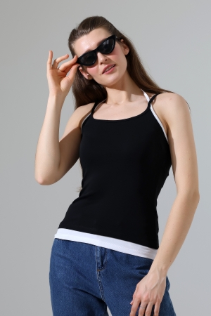 22074 KADIN FULL LYC RİB ÇİFT GARNİ BİYELİ ÇİFT İP ASKILI ETEĞİ GARNİ PARÇALI ATLET 