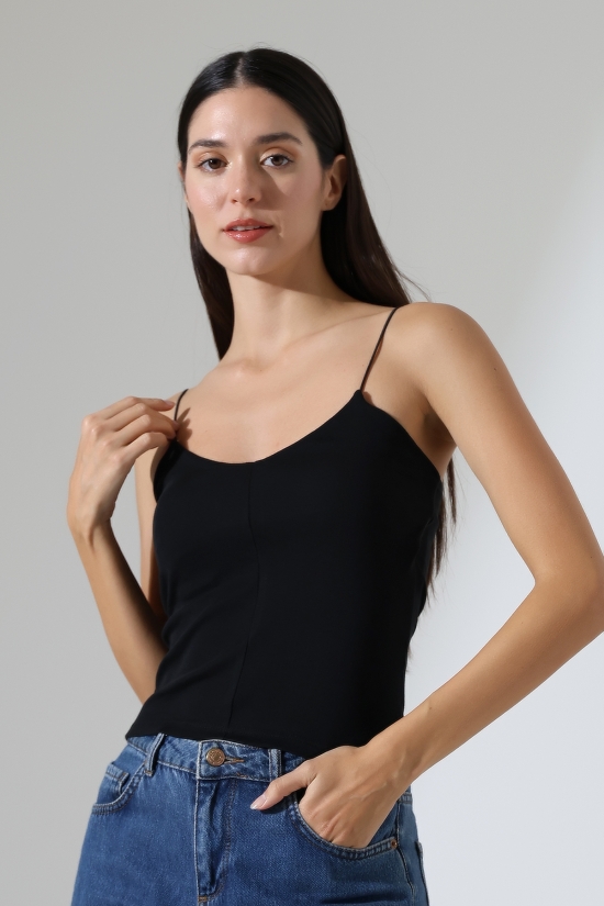 22093 KADIN FULL LYC RİB ÖNÜ PARÇALI TULUM V YAKA LASTİK İPASKILI ATLET