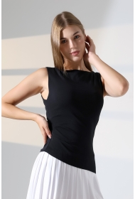 22050  KADIN KAYIK YAKA  ÖN BEDENİ ASİMETRİK VE YANDAN 2 PENSLİ FULL LYC RİBANA TULUM OFİS ATLET 