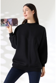 21910 KADIN 3 İP ŞARDONLU PENYE COMP YARIM BALIKCI SALAŞ OVERSİZE TUNİK SWEATSHIRT