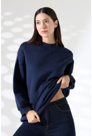 21910 KADIN 3 İP ŞARDONLU PENYE COMP YARIM BALIKCI SALAŞ OVERSİZE TUNİK SWEATSHIRT