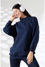 21910 KADIN 3 İP ŞARDONLU PENYE COMP YARIM BALIKCI SALAŞ OVERSİZE TUNİK SWEATSHIRT