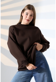21910 KADIN 3 İP ŞARDONLU PENYE COMP YARIM BALIKCI SALAŞ OVERSİZE TUNİK SWEATSHIRT
