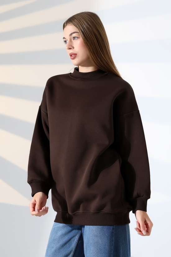 21910 KADIN 3 İP ŞARDONLU PENYE COMP YARIM BALIKCI SALAŞ OVERSİZE TUNİK SWEATSHIRT