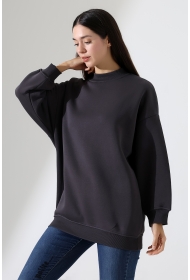 21910 KADIN 3 İP ŞARDONLU PENYE COMP YARIM BALIKCI SALAŞ OVERSİZE TUNİK SWEATSHIRT