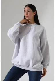 21910 KADIN 3 İP ŞARDONLU PENYE COMP YARIM BALIKCI SALAŞ OVERSİZE TUNİK SWEATSHIRT