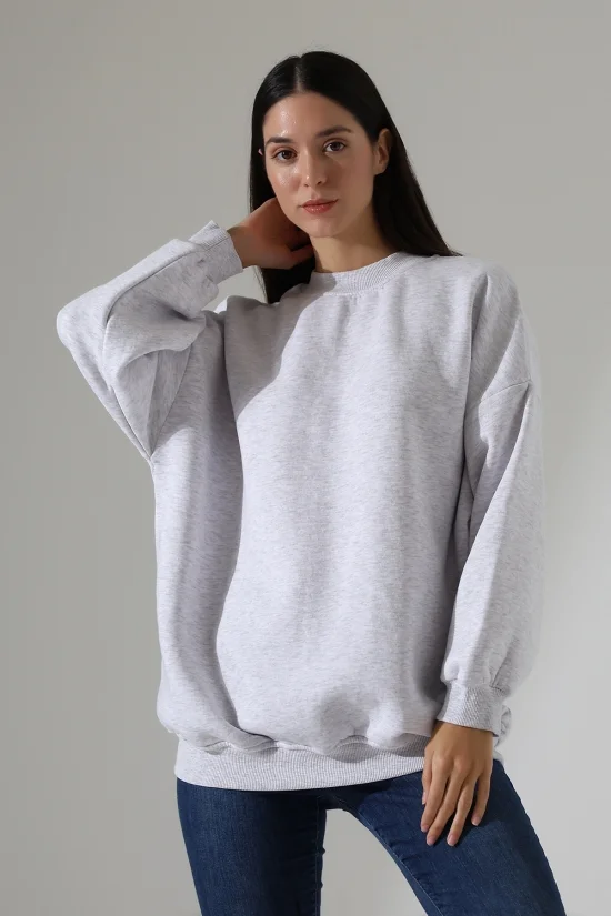 21910 KADIN 3 İP ŞARDONLU PENYE COMP YARIM BALIKCI SALAŞ OVERSİZE TUNİK SWETSHIRT