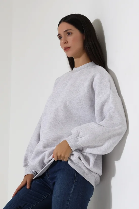 21910 KADIN 3 İP ŞARDONLU PENYE COMP YARIM BALIKCI SALAŞ OVERSİZE TUNİK SWETSHIRT