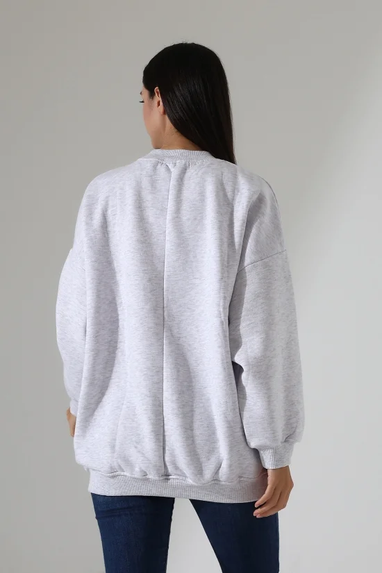 21910 KADIN 3 İP ŞARDONLU PENYE COMP YARIM BALIKCI SALAŞ OVERSİZE TUNİK SWETSHIRT