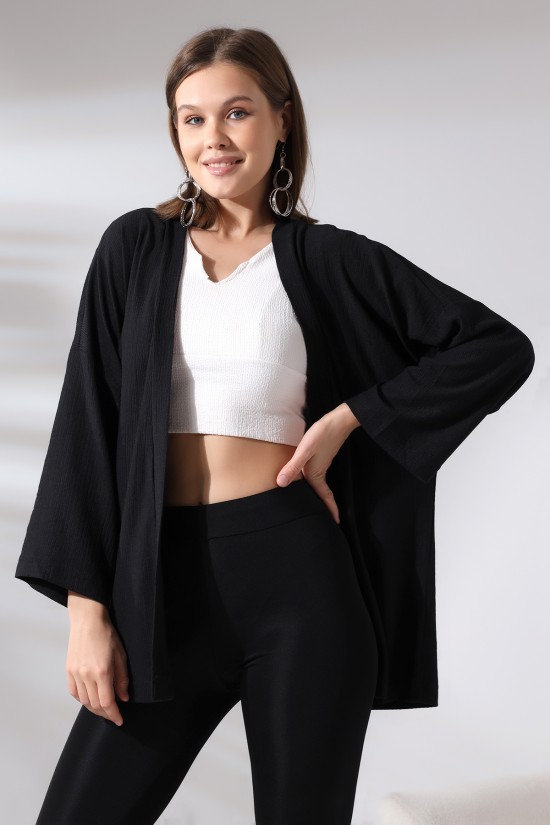 21062 BAYAN BÜRÜMCÜK KAPRİ KOL KİMONO HIRKA 21062 BAYAN BÜRÜMCÜK KAPRİ KOL KİMONO HIRKA