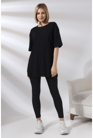 21493 KADIN 7X4 KAŞGORSE  OVERSİZE  YANLARI YIRTMAÇLI BİSİKLET TUNİK TSHIRT