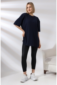 21493 KADIN 7X4 KAŞGORSE  OVERSİZE  YANLARI YIRTMAÇLI BİSİKLET TUNİK TSHIRT