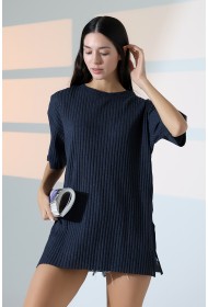 21493 KADIN 7X4 KAŞGORSE  OVERSİZE  YANLARI YIRTMAÇLI BİSİKLET TUNİK TSHIRT