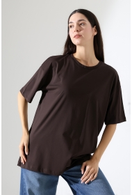 21752 KADIN OVERSİZE KOMPAKT PAMUKLU KISA KOL BİSİKLET TSHIRT