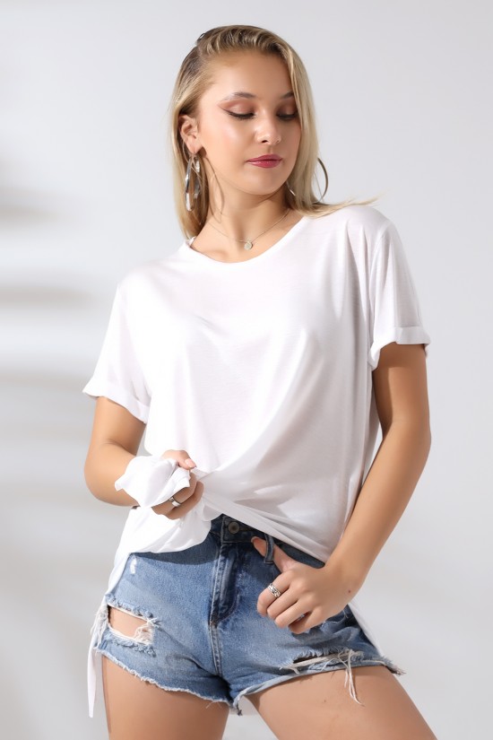 19598 BAYAN KISA KOL KATLAMA. YANL YARI DİKİŞSİZ VE YIRTM.VSK BİSİKLET YAKA TUNİK TSHIRT 19598 BAYAN KISA KOL KATLAMA. YANL YARI DİKİŞSİZ VE YIRTM.VSK BİSİKLET YAKA TUNİK TSHIRT