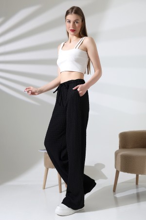 21959 KADIN JAKARLI VYN KUMAŞ  CEPLİ İNCE BELLASTİKLİ PAÇASI AÇIK SALAŞ PANTOLON 