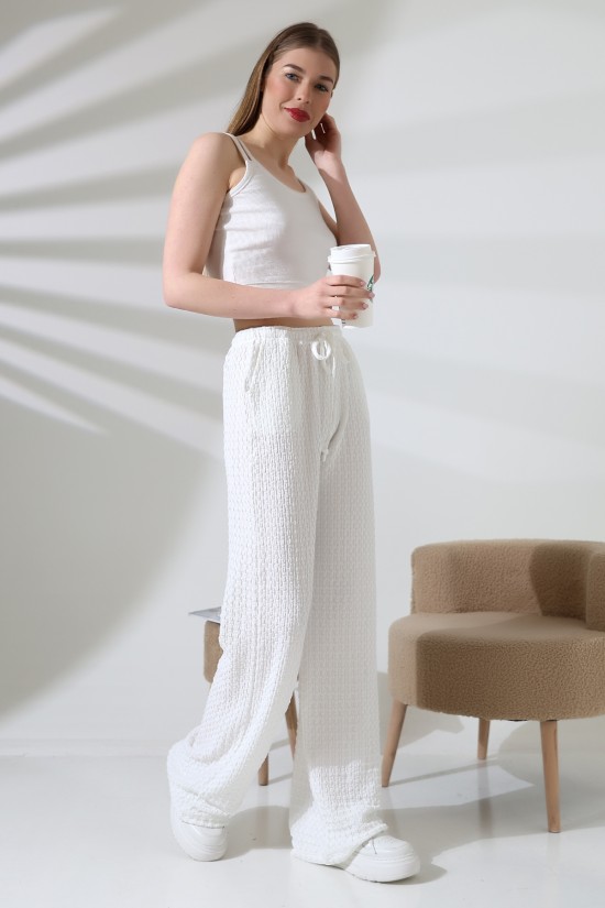 21959 KADIN JAKARLI KUMAŞ CEPLİ İNCE BELLASTİKLİ PAÇASI AÇIK SALAŞ PANTOLON 21959 KADIN JAKARLI KUMAŞ CEPLİ İNCE BELLASTİKLİ PAÇASI AÇIK SALAŞ PANTOLON