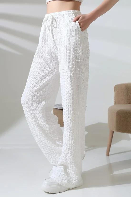 21959 KADIN JAKARLI KUMAŞ CEPLİ İNCE BELLASTİKLİ PAÇASI AÇIK SALAŞ PANTOLON 21959 KADIN JAKARLI KUMAŞ CEPLİ İNCE BELLASTİKLİ PAÇASI AÇIK SALAŞ PANTOLON