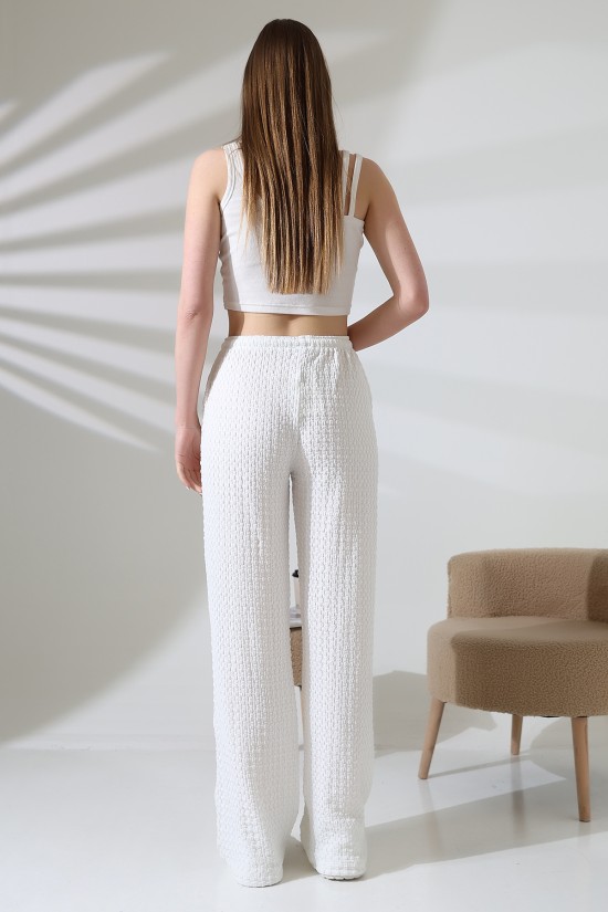 21959 KADIN JAKARLI KUMAŞ CEPLİ İNCE BELLASTİKLİ PAÇASI AÇIK SALAŞ PANTOLON 21959 KADIN JAKARLI KUMAŞ CEPLİ İNCE BELLASTİKLİ PAÇASI AÇIK SALAŞ PANTOLON