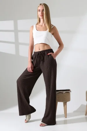 21959 KADIN JAKARLI VYN KUMAŞ  CEPLİ İNCE BELLASTİKLİ PAÇASI AÇIK SALAŞ PANTOLON 