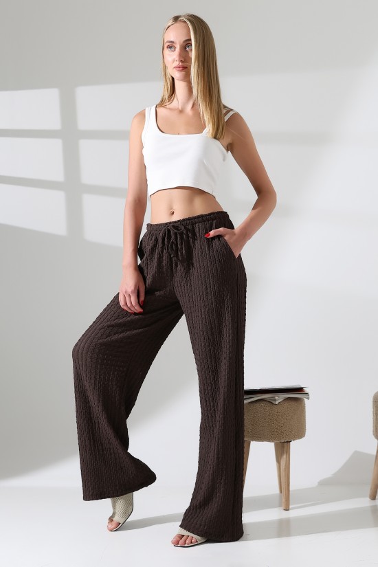 21959 KADIN JAKARLI KUMAŞ CEPLİ İNCE BELLASTİKLİ PAÇASI AÇIK SALAŞ PANTOLON 21959 KADIN JAKARLI KUMAŞ CEPLİ İNCE BELLASTİKLİ PAÇASI AÇIK SALAŞ PANTOLON