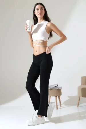 21943 KADIN FULL LYC RİB PAÇASI GENİŞ PANTOLON