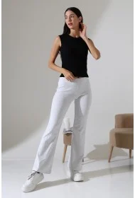 21943 KADIN FULL LYC RİB PAÇASI GENİŞ PANTOLON