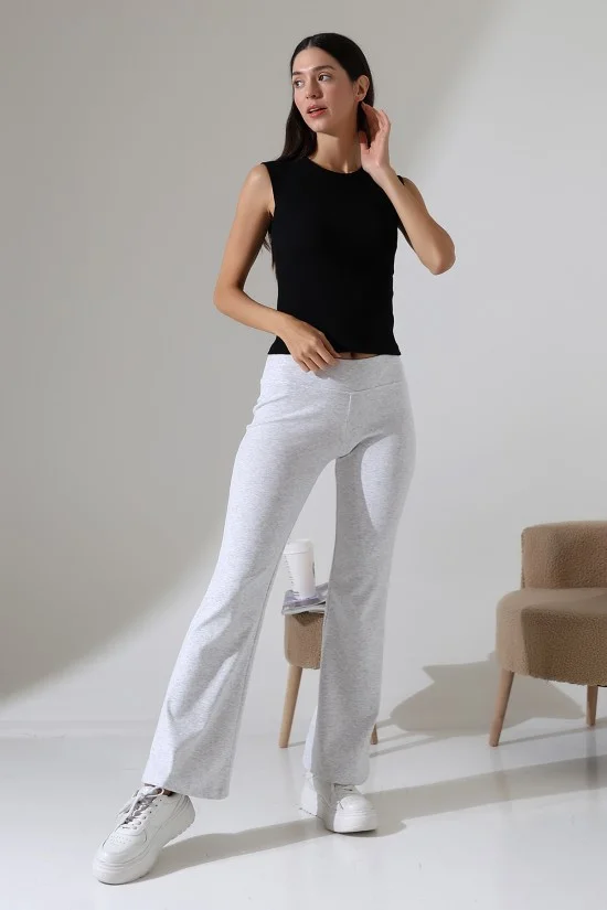 21943 KADIN FULL LYC RİB PAÇASI GENİŞ PANTOLON