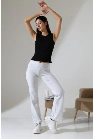 21943 KADIN FULL LYC RİB PAÇASI GENİŞ PANTOLON