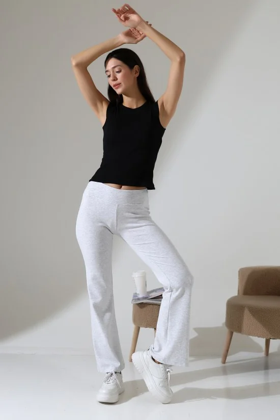 21943 KADIN FULL LYC RİB PAÇASI GENİŞ PANTOLON