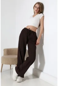 22146 KADIN AKORDİON FULL LYC KUMAŞ  CEPLİ İNCE BELLASTİKLİ PAÇASI AÇIK SALAŞ PANTOLON 