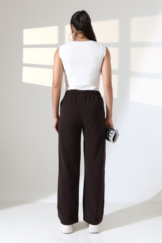 22165 KADIN FIRÇALI SELANİK CEPLİ İNCE BELLASTİKLİ PAÇASI AÇIK SALAŞ PANTOLON 