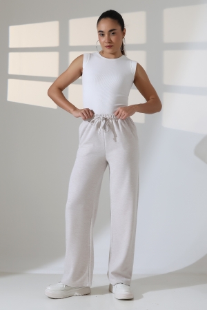 22165 KADIN FIRÇALI SELANİK CEPLİ İNCE BELLASTİKLİ PAÇASI AÇIK SALAŞ PANTOLON 