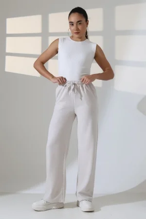 22165 KADIN FIRÇALI SELANİK CEPLİ İNCE BELLASTİKLİ PAÇASI AÇIK SALAŞ PANTOLON 