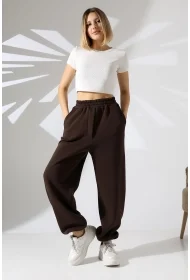 22135 KADIN 3 İP PENYE KOMPAKT ŞARDONLU ARKA TEK CEPLİ ÖNÜ PATLI PAÇASI AÇIK LASTİK AYAR BÜZGÜLÜ EŞOFMAN PANTOLON 