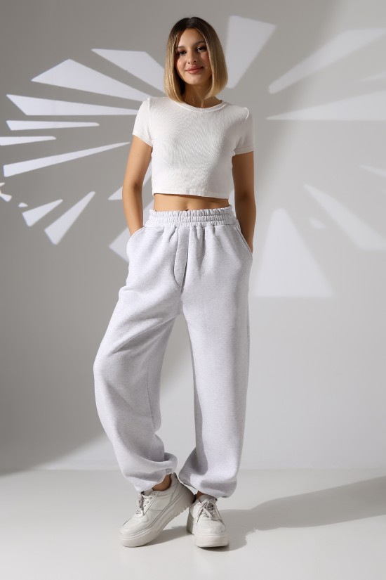 22135 KADIN 3 İP PENYE KOMPAKT ŞARDONLU ARKA TEK CEPLİ ÖNÜ PATLI PAÇASI AÇIK LASTİK AYAR BÜZGÜLÜ EŞOFMAN PANTOLON 