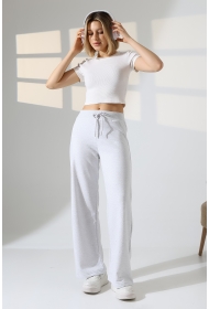 22143 KADIN  DİAGONEL ŞARDONSUZ 3 İP PENYE KOMPAKT KEMERİ KAŞGORSELİ  PAÇASI AÇIK EŞOFMAN PANTOLON 