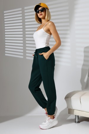 21629 KADIN 3 İP PENYE KOMPAKT ŞARDONLU CEPLİ PAÇASI LAST EŞOFMAN PANTOLON 