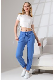 21629 KADIN 3 İP PENYE KOMPAKT ŞARDONLU CEPLİ PAÇASI LAST EŞOFMAN PANTOLON 