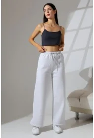 21776 KADIN 3 İP PENYE KOMPAKT ŞARDONLU CEPLİ PAÇASI AÇIK EŞOFMAN PANTOLON 