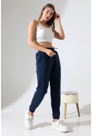 21936 KADIN 3 İP PENYE KOMPAKT ŞARDONLU BELİ KAŞKORSELİ KARYOKA KASAP CEPLİ PAÇASI 5 CM LAST EŞOFMAN PANTOLON 