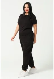 21633BB BÜYÜK BEDEN KADIN FULL LYC PENYE KOMPAKT 2 İPLİK CEPLİ PAÇASI LAST. EŞOFMAN PANTOLON 