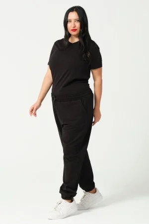 21633BB BÜYÜK BEDEN KADIN FULL LYC PENYE KOMPAKT 2 İPLİK CEPLİ PAÇASI LAST. EŞOFMAN PANTOLON 